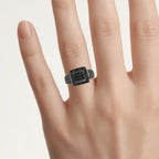 Multicolor Diamond Ring 0.74 Carats Sterling Silver