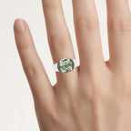 Green Amethyst Ring With Green Diamonds 3.92 Carats Sterling Silver