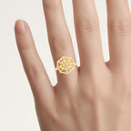 Blue Topaz Spider Web Ring 0.04 Carats Gold Plated Silver