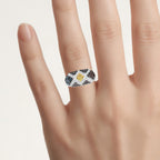 Multicolor Diamond Ring 0.54 Carats Sterling Silver