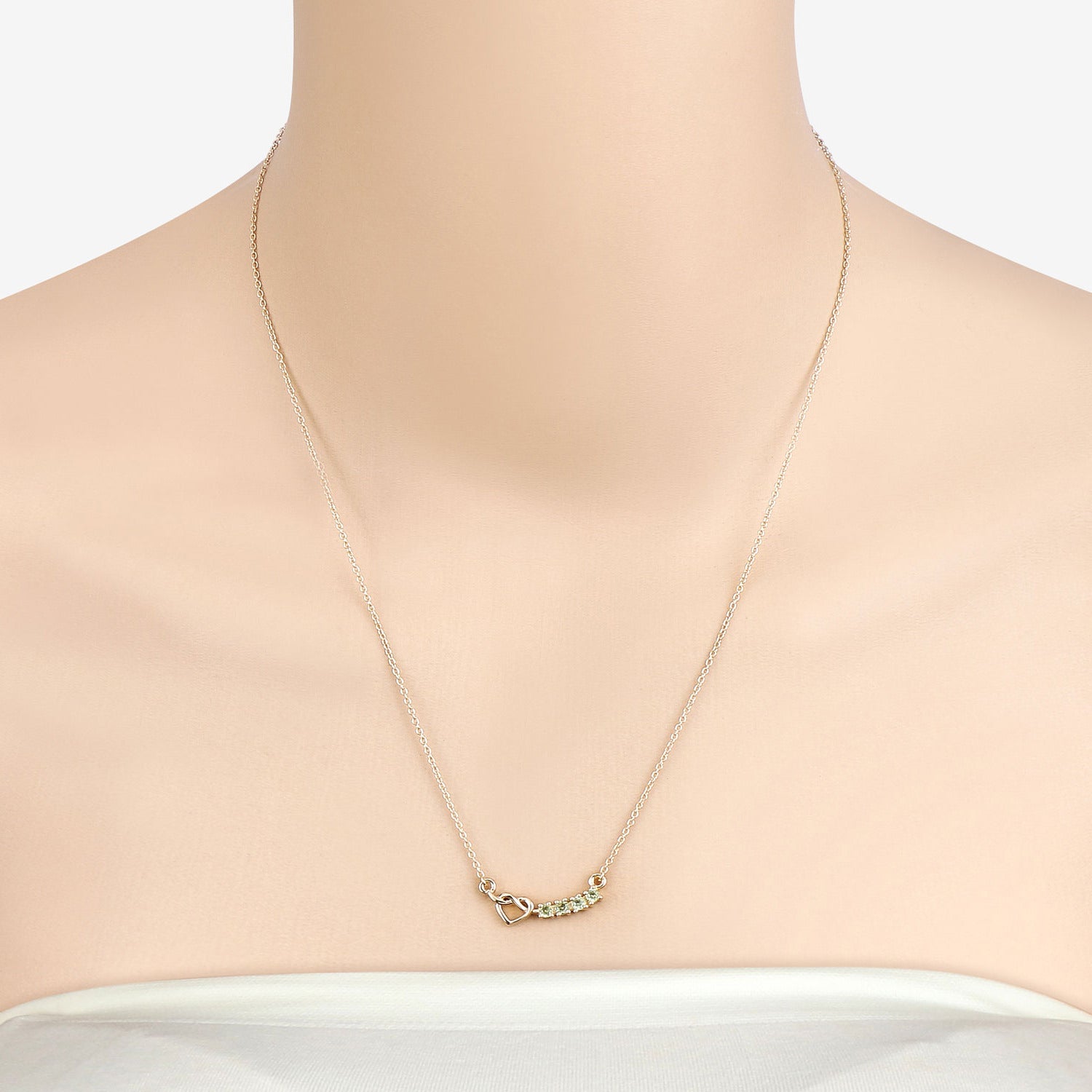 Peridot Heart Necklace 0.26 Carats Gold Plated Silver