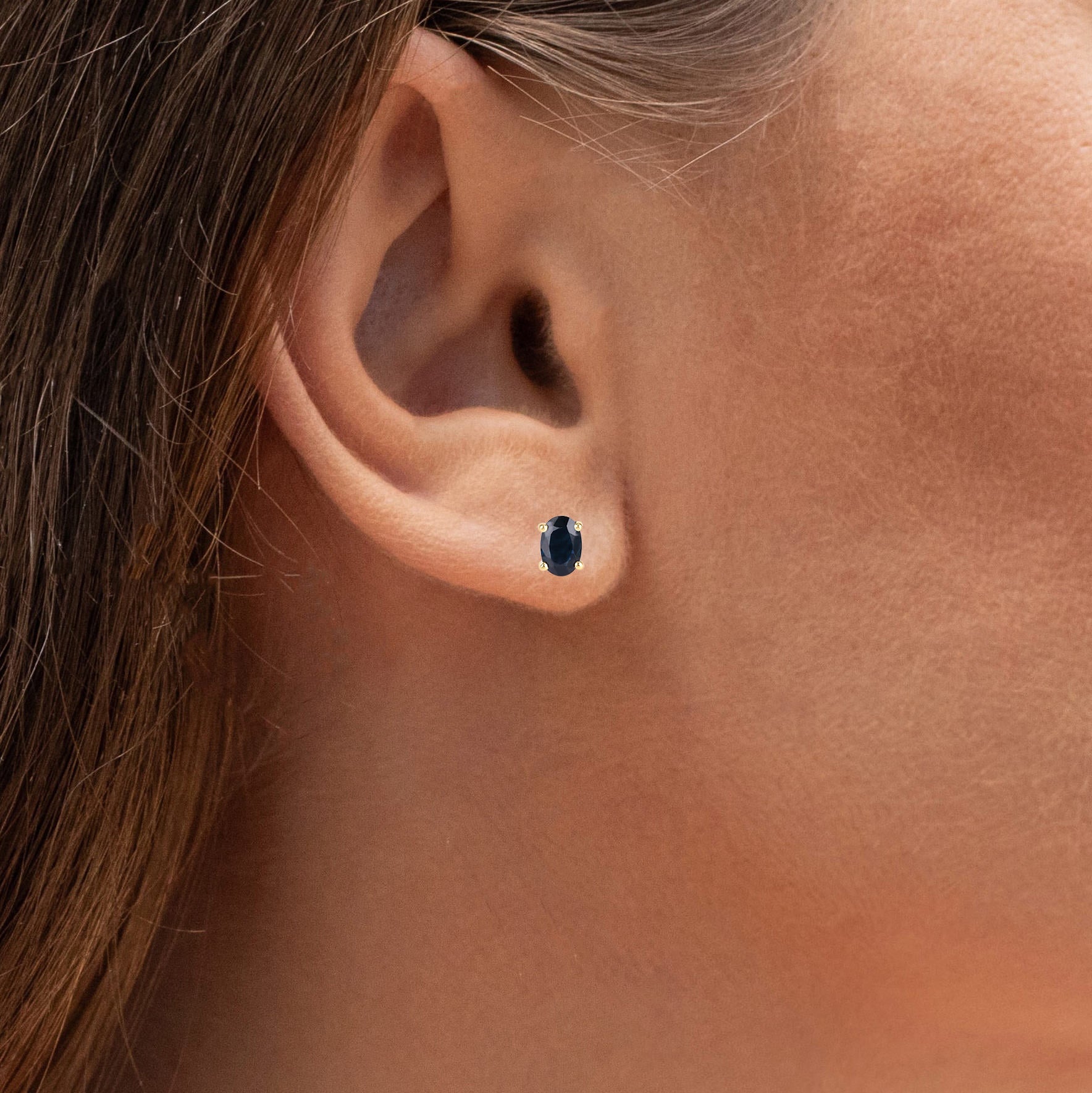 Blue Sapphire Stud Earrings 0.94 Carats 10K Yellow Gold