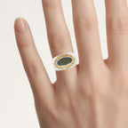 Green Diamond Ring With Yellow Diamond 0.36 Carats Sterling Silver