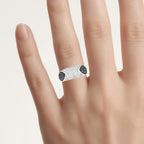 Multicolor Diamond Ring 0.96 Carats Sterling Silver