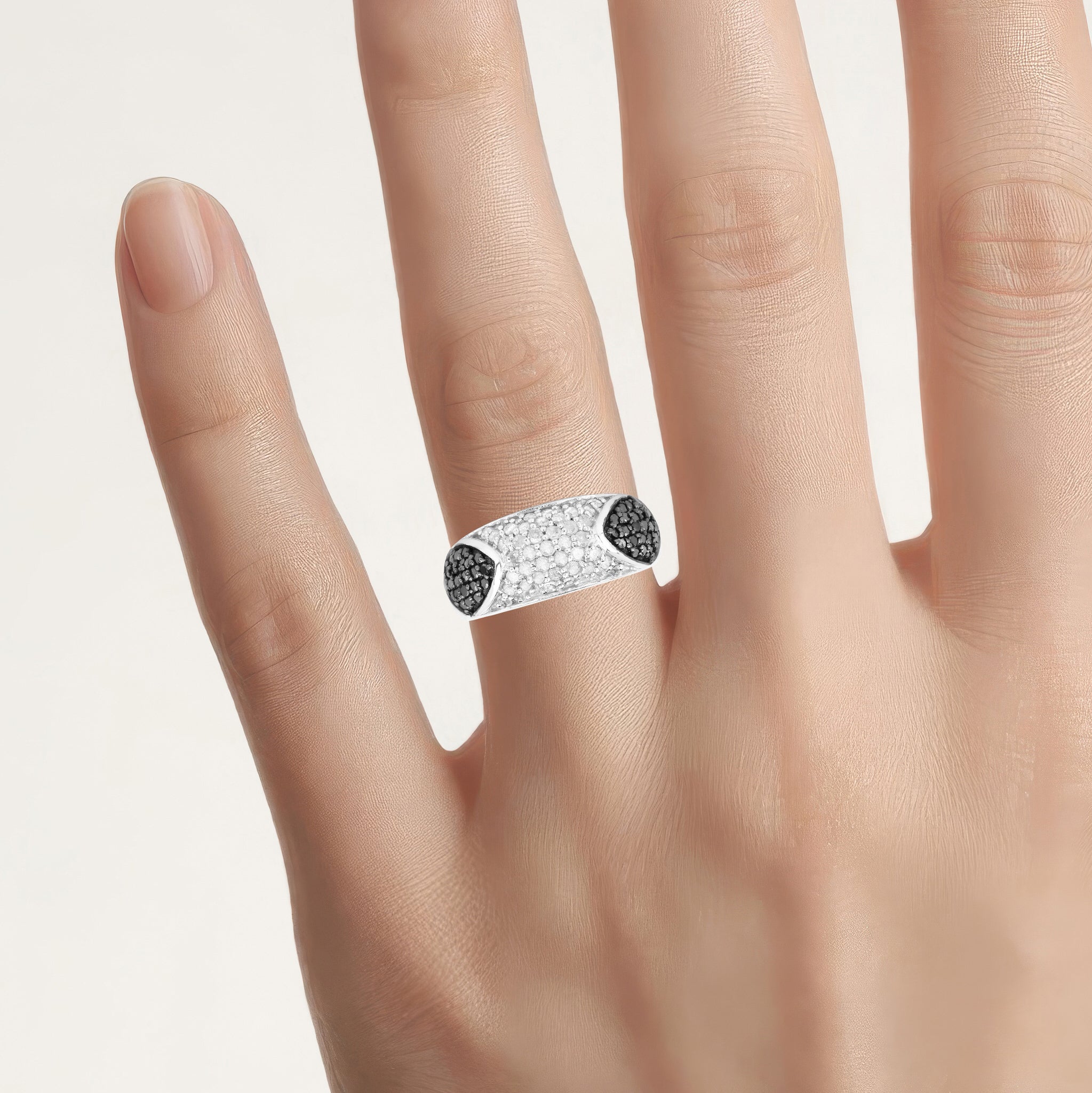 Multicolor Diamond Ring 0.96 Carats Sterling Silver