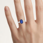 Blue Sapphire Ring With Diamonds 2.66 Carats 18K White Gold
