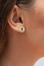Green Tourmaline Earrings With Diamonds 1.88 Carats 14K White Gold
