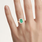 Ethiopian Emerald Ring With Diamonds 1.6 Carats 14K Yellow Gold
