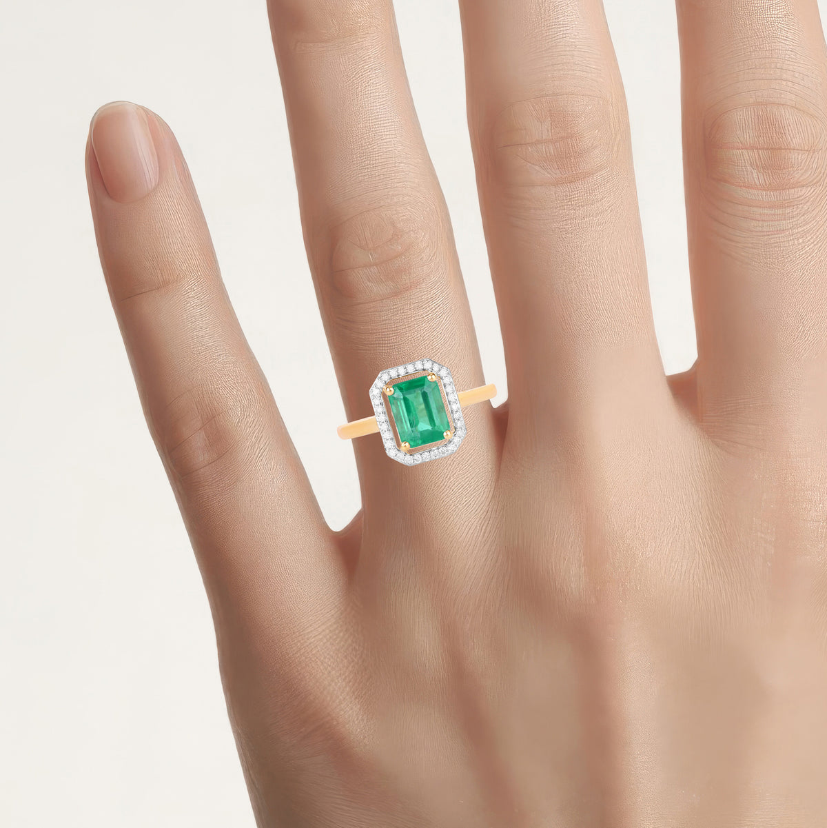 Ethiopian Emerald Ring With Diamonds 1.6 Carats 14K Yellow Gold