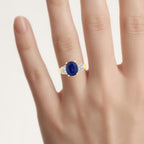 Blue Sapphire Ring With Diamonds 4.22 Carats 18K Yellow Gold