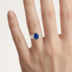 Blue Sapphire Ring With Diamonds 2.58 Carats 18K Yellow Gold