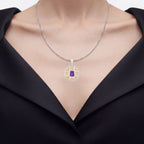 Amethyst Flower Pendant 2.08 Carats Gold Plated Silver