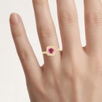 Ruby Ring With Diamonds 0.6 Carats 14K Yellow Gold