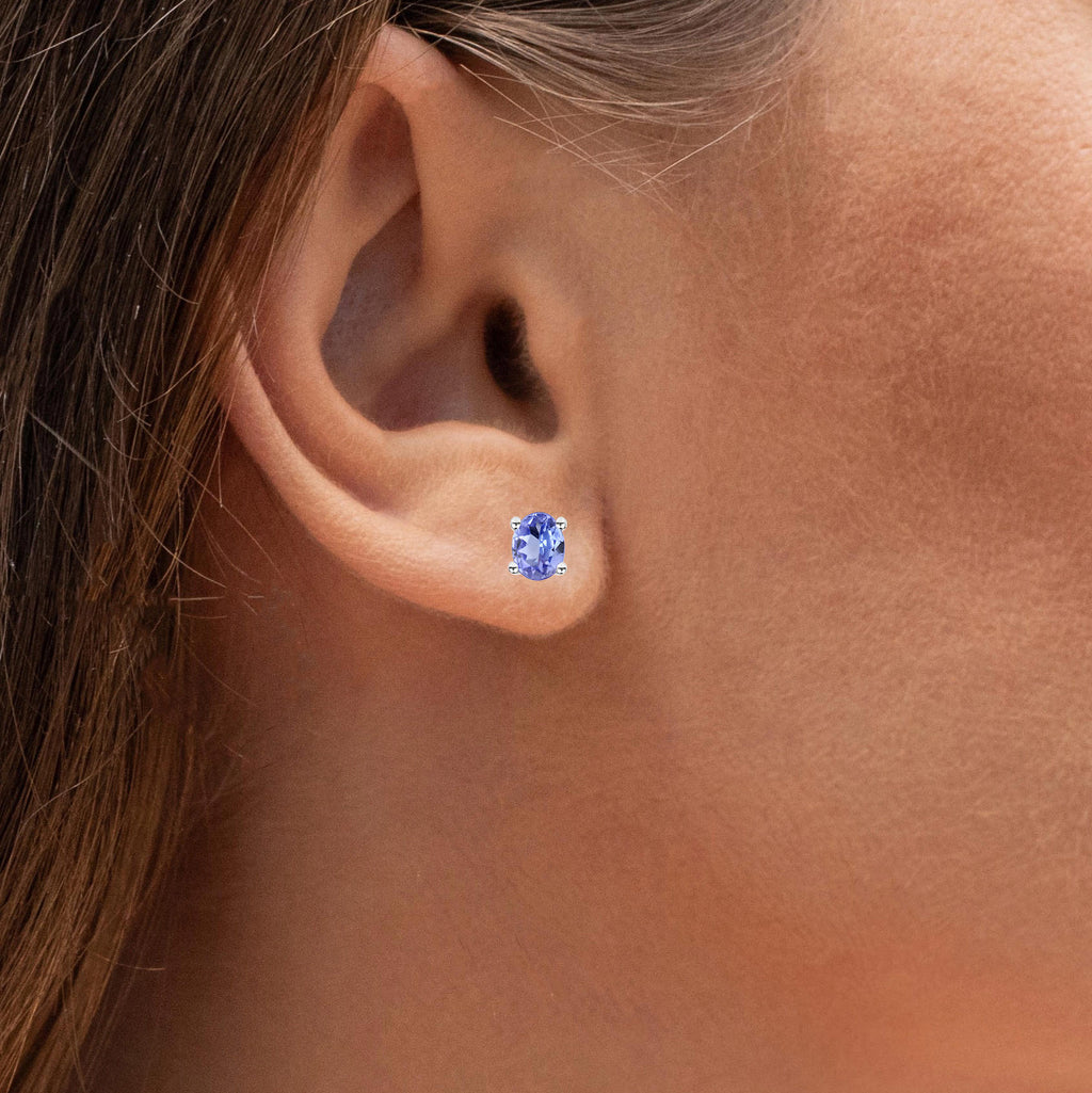 Tanzanite Stud Earrings 0.38 Carats Sterling Silver