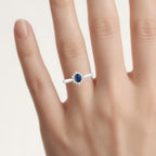 Blue Sapphire Ring With Diamonds 0.4 Carats 14K White Gold