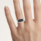 Black Diamond Ring With White Diamonds 0.44 Carats Sterling Silver