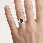 Blue Sapphire Ring With Diamonds 3.5 Carats 18K Yellow Gold