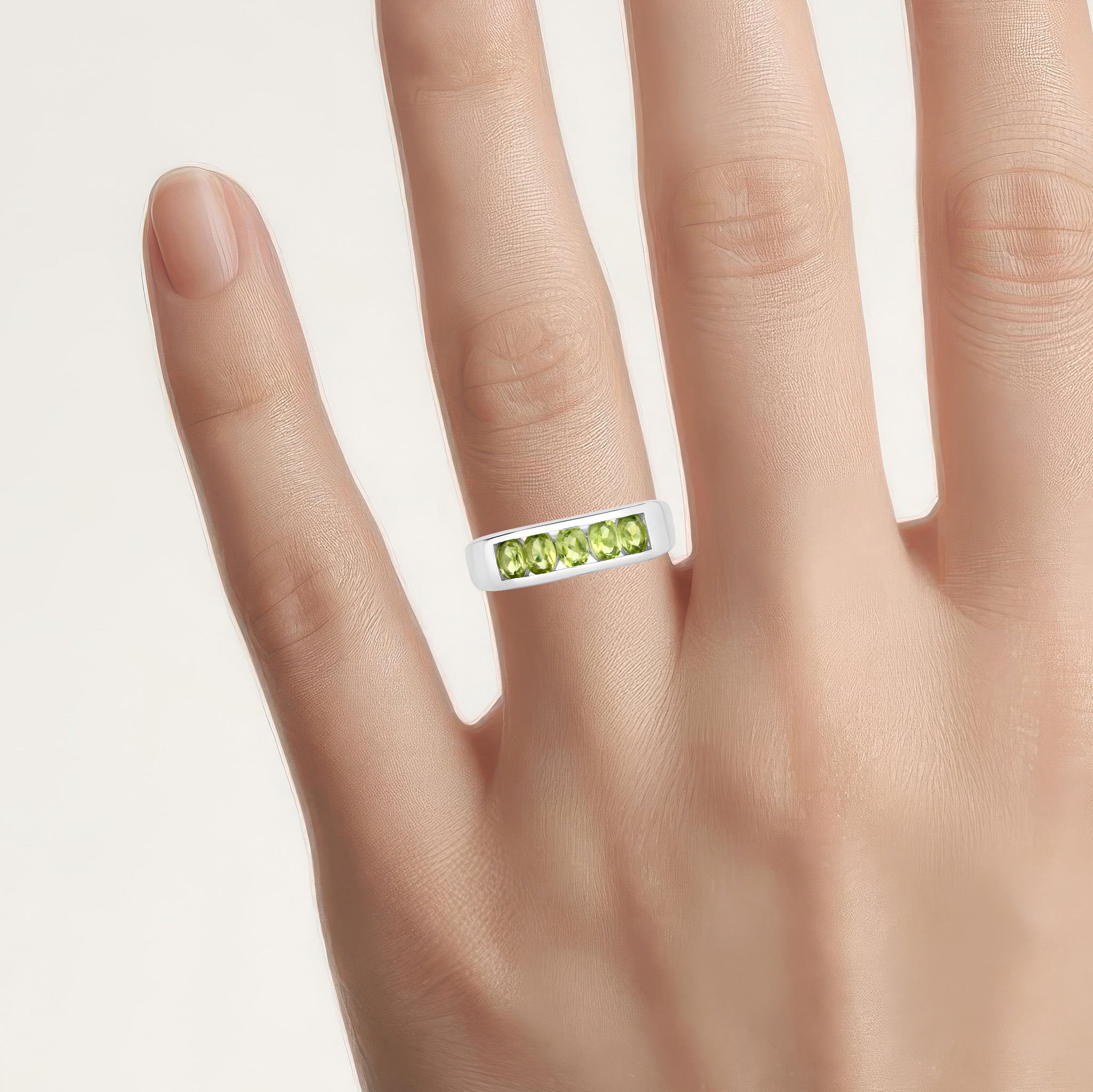 Peridot Ring 0.84 Carats Sterling Silver