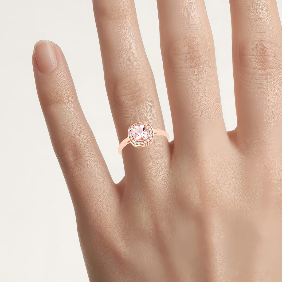 Morganite Ring With Diamonds 0.82 Carats 14K Rose Gold