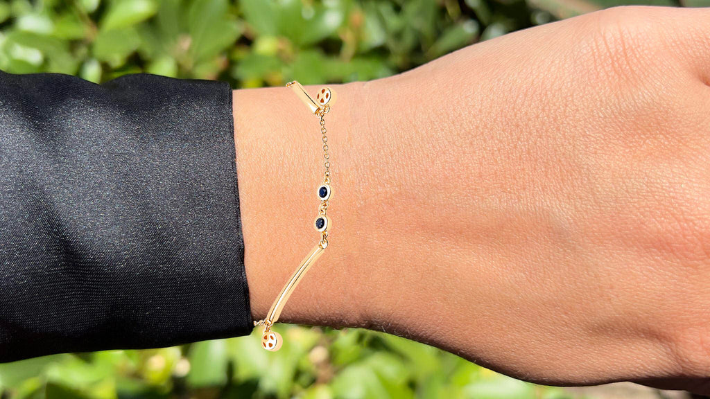 Blue Sapphire Bracelet 0.22 Carats Gold Plated Silver