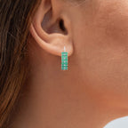 Emerald Hoop Earrings 2.38 Carats Sterling Silver