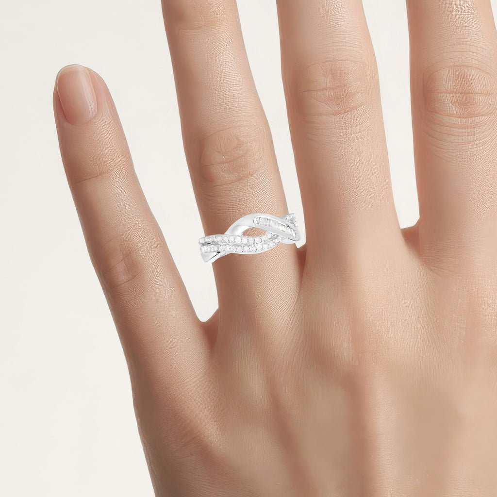 Diamond Ring 0.44 Carats Sterling Silver