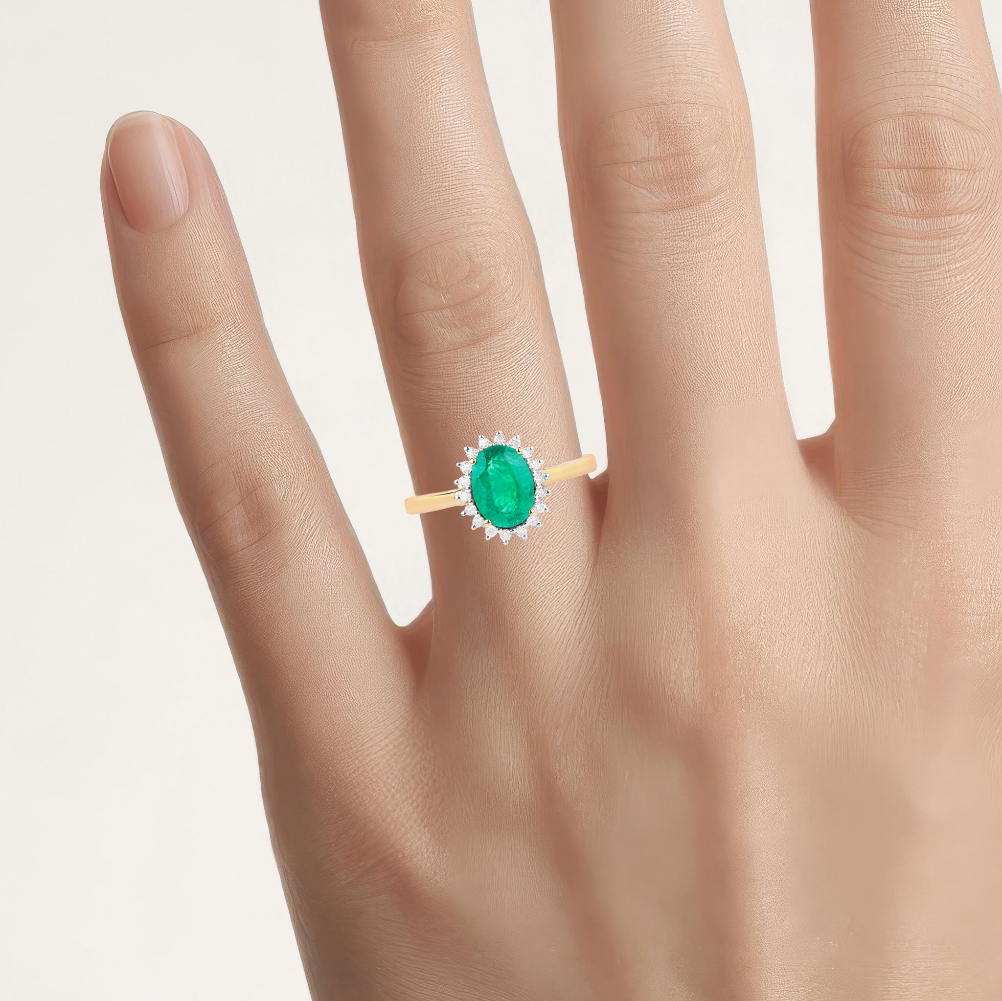 Zambian Emerald Ring With Diamonds 1.3 Carats 10K Yellow Gold