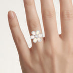 Ethiopian Opal Ring With White Topaz 1.68 Carats Sterling Silver