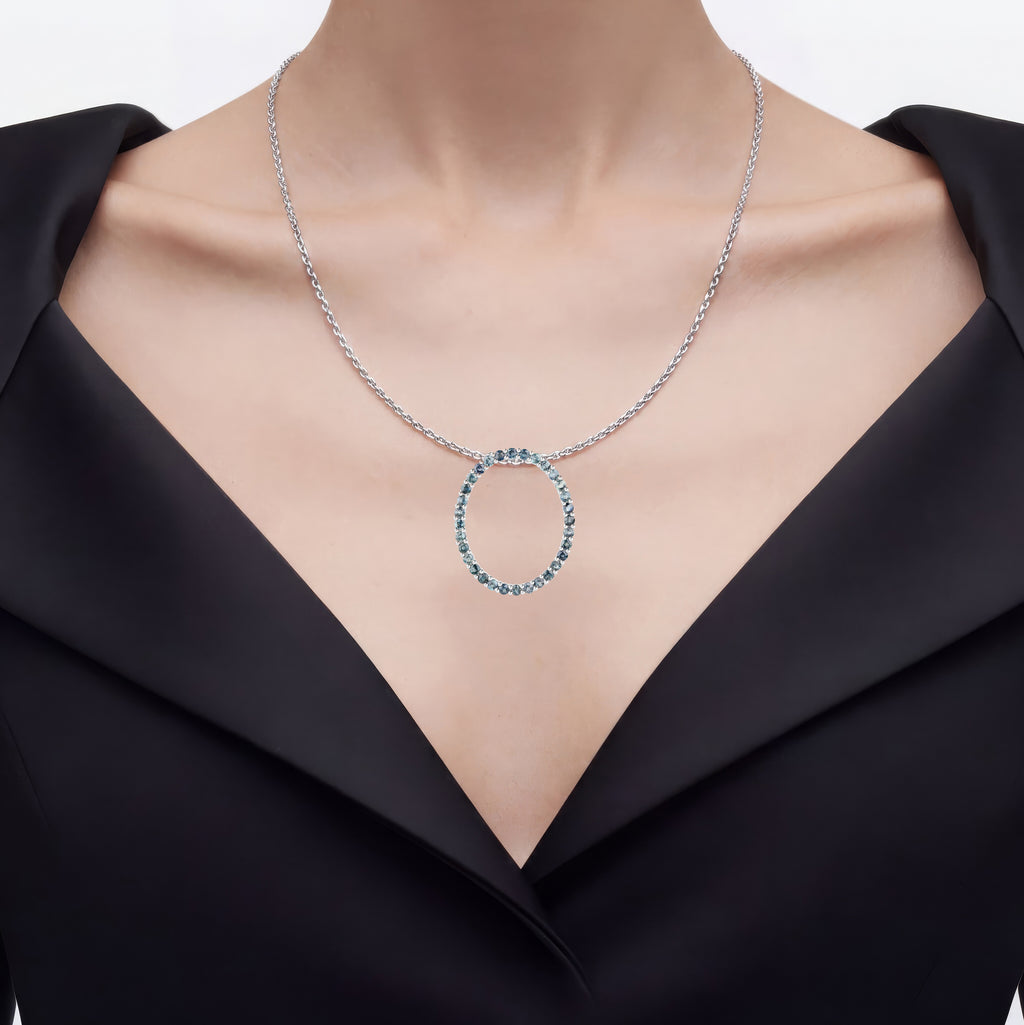 Blue Sapphire Pendant 3.18 Carats Sterling Silver