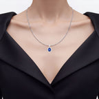 Blue Sapphire Pendant With Diamonds 3.12 Carats 18K White Gold