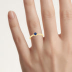 Blue Sapphire Ring With Diamonds 0.27 Carats 10K Yellow Gold