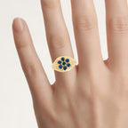Blue Diamond Ring 1.38 Carats Gold Plated Silver