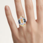 Multicolor Sapphire Ring 3.72 Carats Sterling Silver