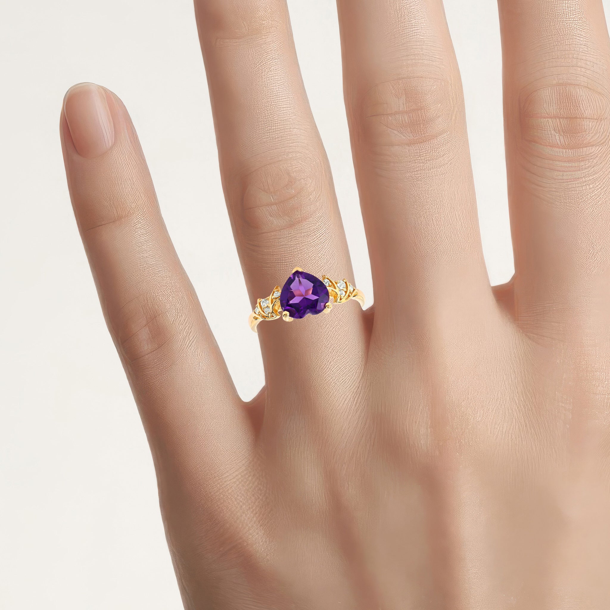 Amethyst Bat Ring With White Topaz 1.46 Carats Gold Plated Silver