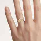 Citrine Ring With Champagne Diamonds 2.64 Carats Sterling Silver