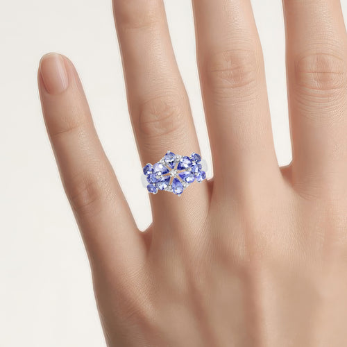 Tanzanite Ring With White Topaz 3.3 Carats Sterling Silver