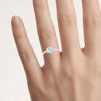 Swiss Blue Topaz Flower Ring Diamonds 0.54 Carats 10K Yellow Gold