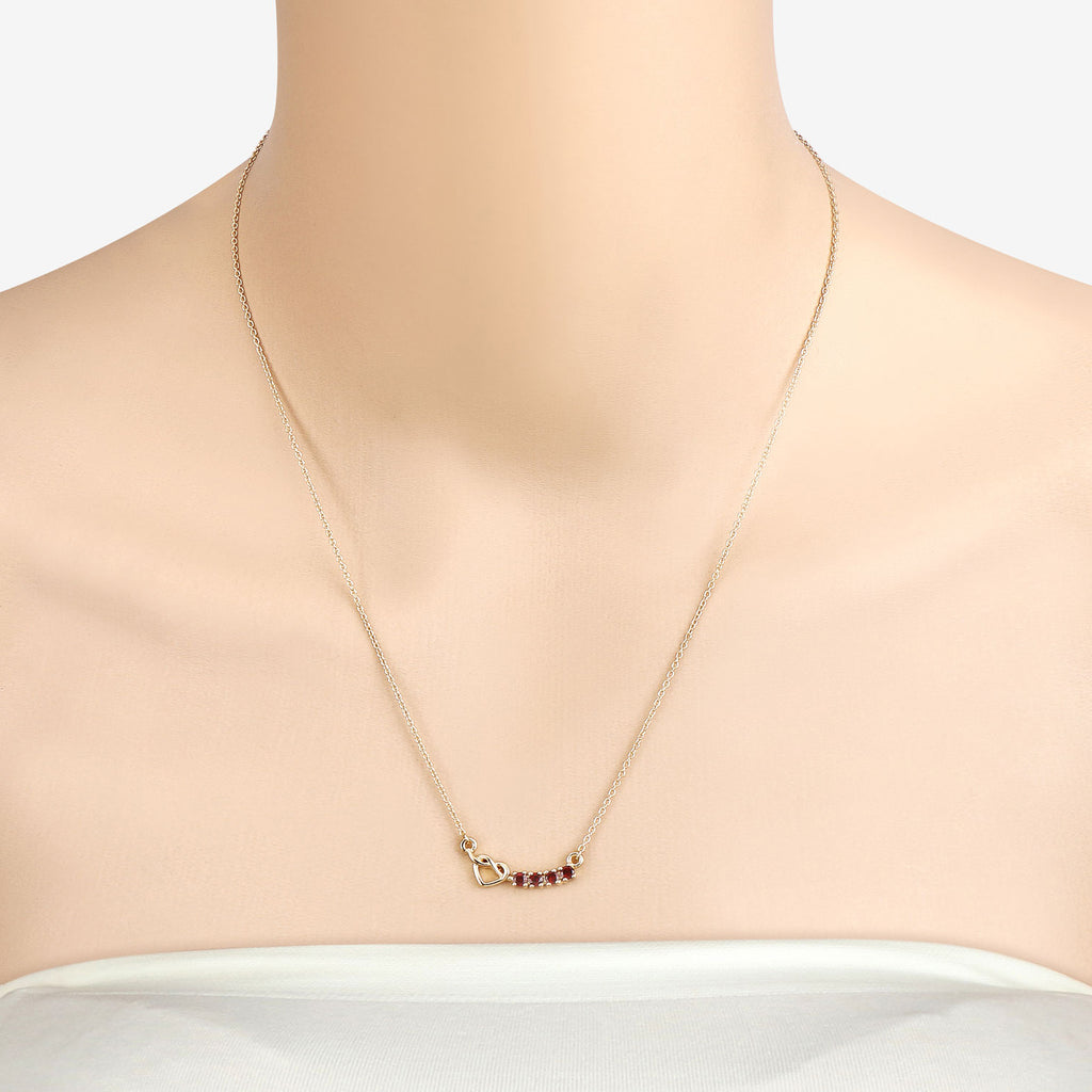 Garnet Heart Necklace 0.3 Carats Gold Plated Silver