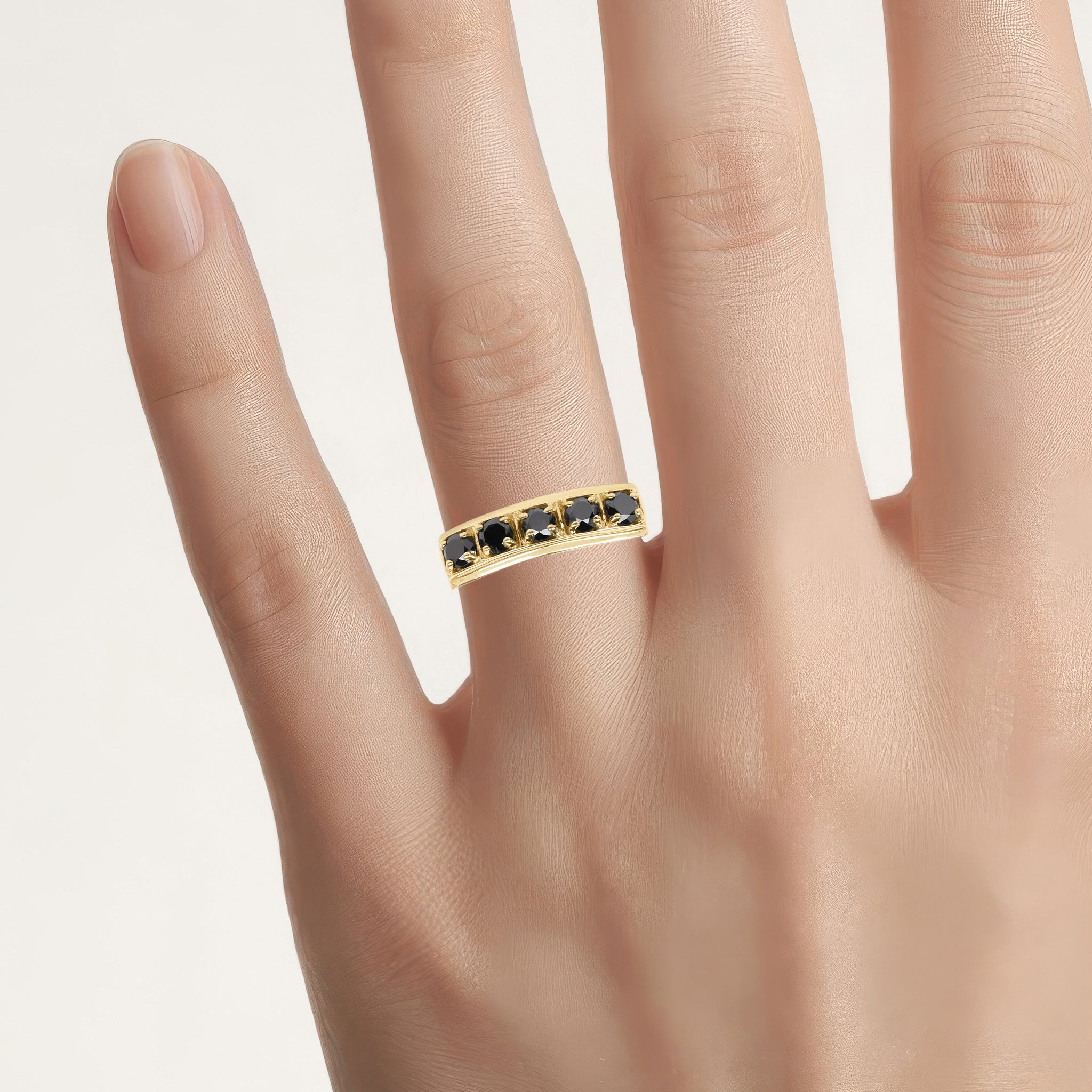 Black Diamond Ring 1.24 Carats Gold Plated Silver