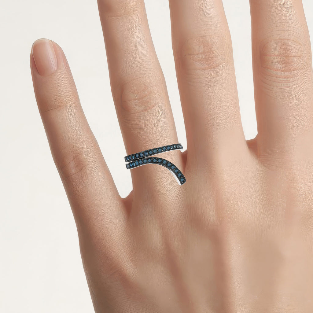 Blue Diamond Ring 0.44 Carats Sterling Silver