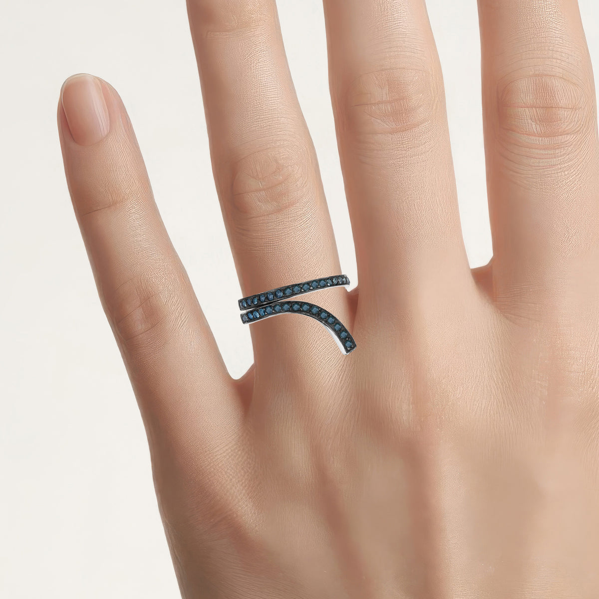 Blue Diamond Ring 0.44 Carats Sterling Silver