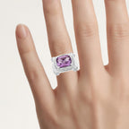 Amethyst Ring With White Topaz 4.36 Carats Sterling Silver