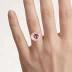 Pink Sapphire Ring With White Topaz 2.96 Carats Gold Plated Silver