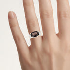 Smoky Quartz Ring With White Topaz 6.62 Carats Gold Plated Silver
