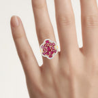 Ruby Ring 3.94 Carats Gold Plated Silver