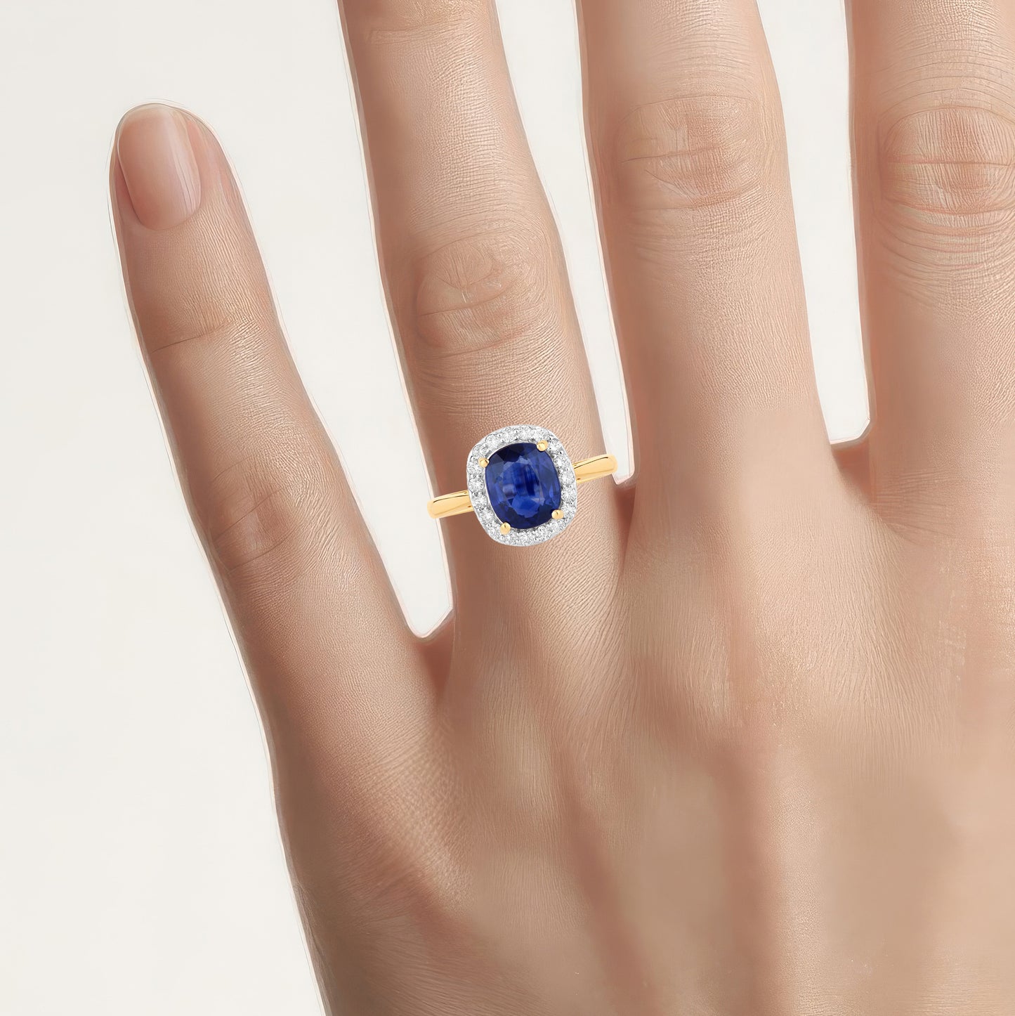 Blue Sapphire Ring With Diamonds 2.48 Carats 18K Yellow Gold