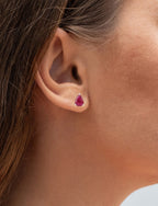 Natural Ruby Stud Earrings 1.58 Carats 10K White Gold