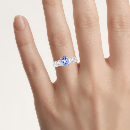 Tanzanite Ring With White Topaz 2.1 Carats Sterling Silver