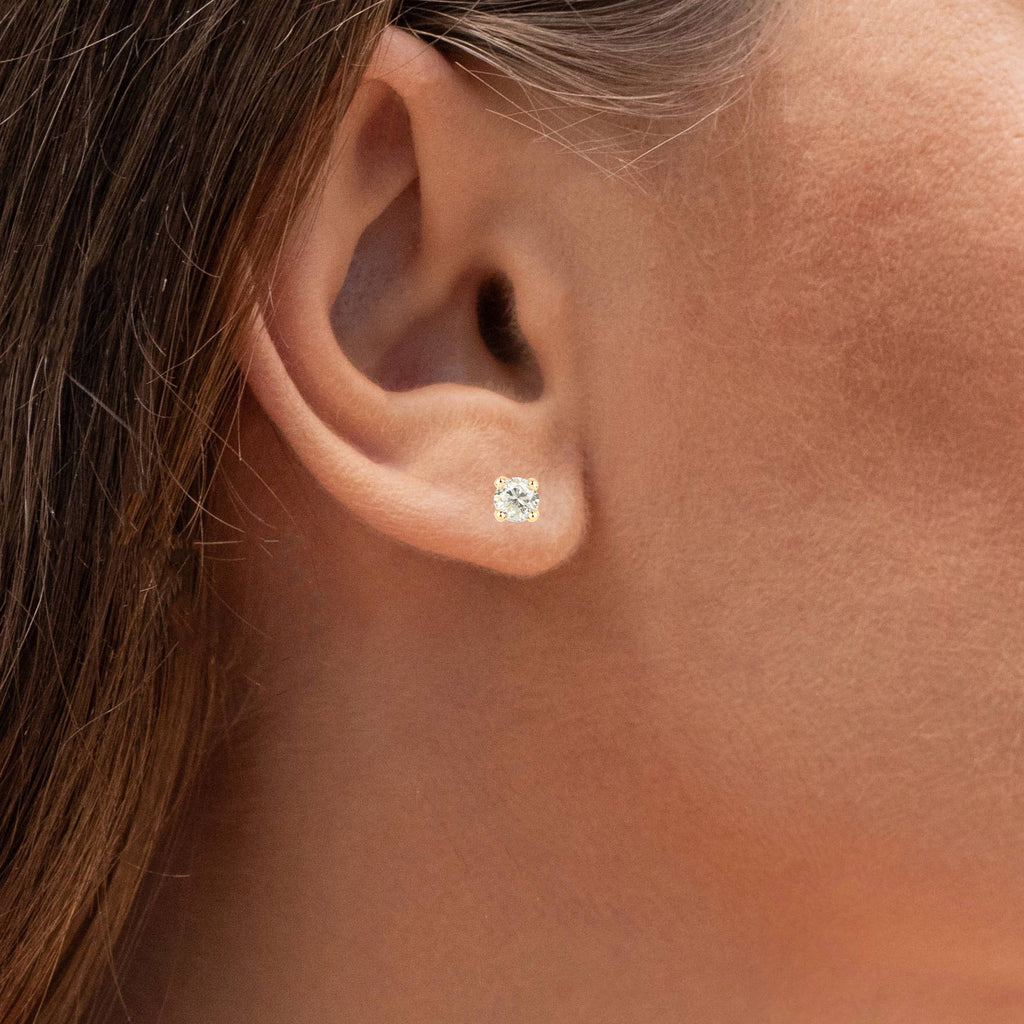 Diamond Stud Earrings 1 Carats 14K Yellow Gold
