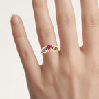 Ruby Bat Ring 0.32 Carats Gold Plated Silver